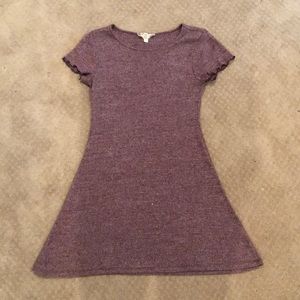 Ribbed midi pink/maroon dress